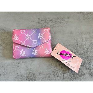 Betsey Johnson Luv Betsey Purple and Pink Ombré Snap Wallet with Lattice White H